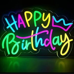 Colorful Neon Happy Birthday Sign